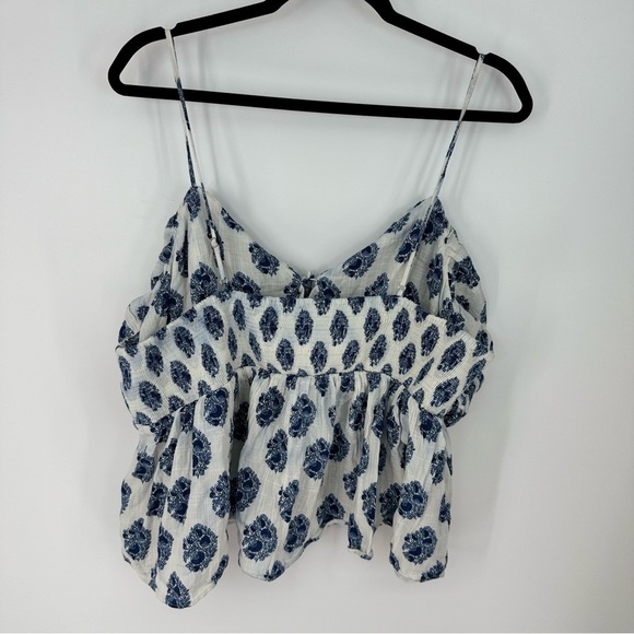 J. Crew Plus Size White Bohemian Floral Medallion Cropped Flowy Tank Top Blouse - Picture 2 of 4